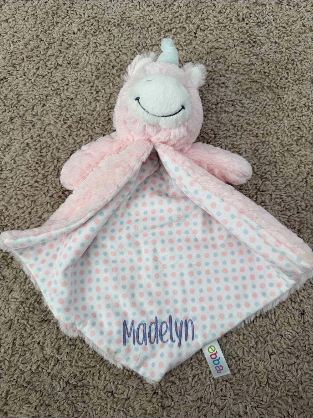 Pink Plush Unicorn Lovey Blanket - Personalized Madelyn